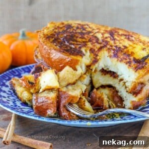 Pumpkin Spice French Toast, an easy holiday breakfast for two.