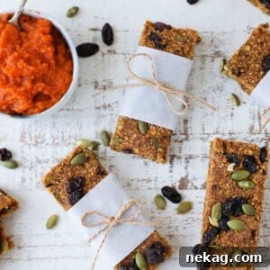 Pumpkin Spice Energy Bars on a beautiful tablescape, perfect for a healthy treat.