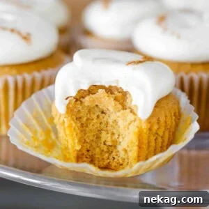 Pumpkin Spice Cupcakes with Maple Cream Cheese Buttercream, showing its inviting texture.