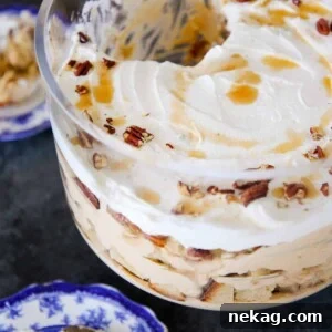 Maple Pumpkin Trifle showing its intricate side layers, with maple syrup accentuating the textures.