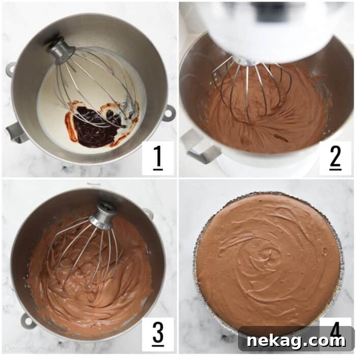 Decadent Chocolate Dream Pie 8 Steps to make whipped chocolate filling for the middle of the pie.
