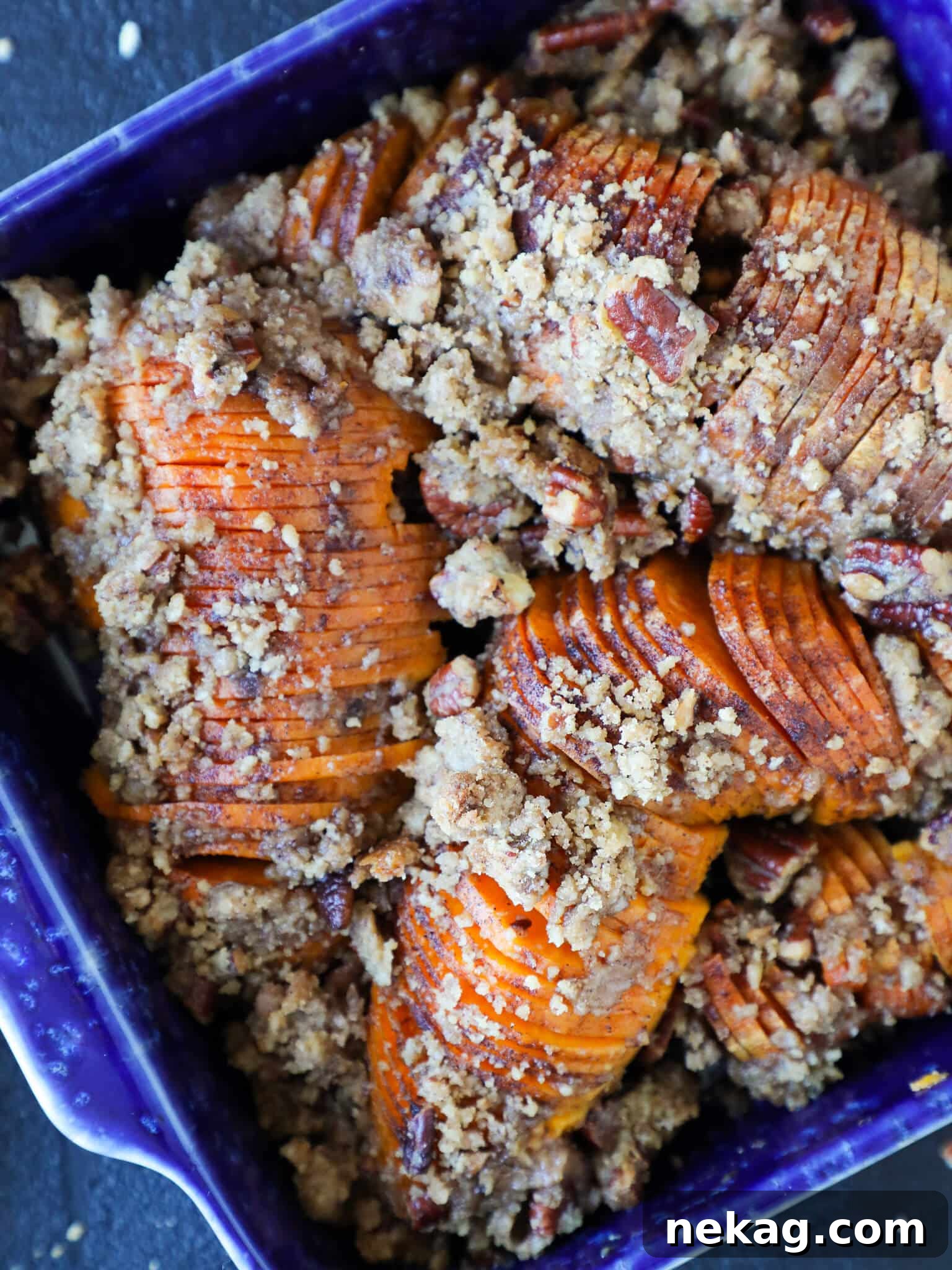 Hasselback Sweet Potatoes - A perfect Thanksgiving side dish with a unique twist.