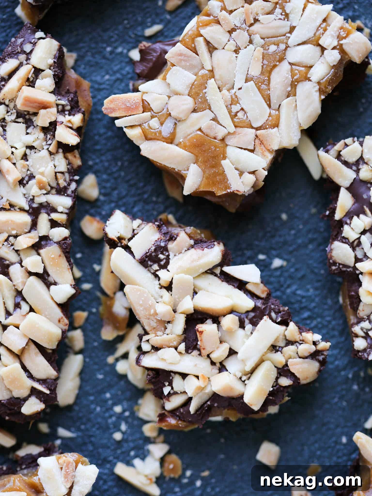 Whip Up Delicious Homemade Toffee 6 Chocolate Candy Nut Slivers: Broken pieces of toffee with visible nuts