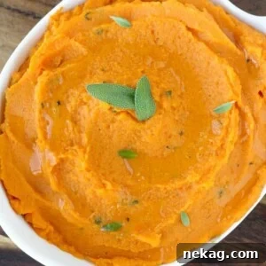 Brown Butter Sage Mashed Sweet Potatoes, an easy, stunning and delicious dish.