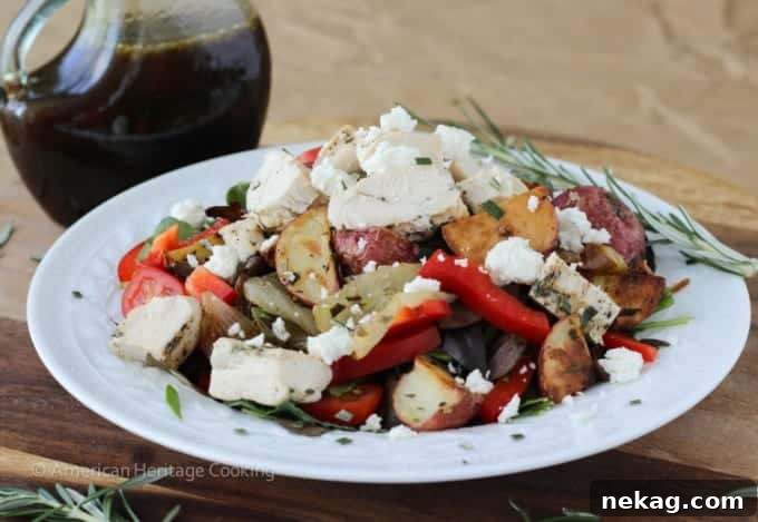 Close-up of a flavorful Warm Lemon Rosemary Roasted Vegetable Salad
