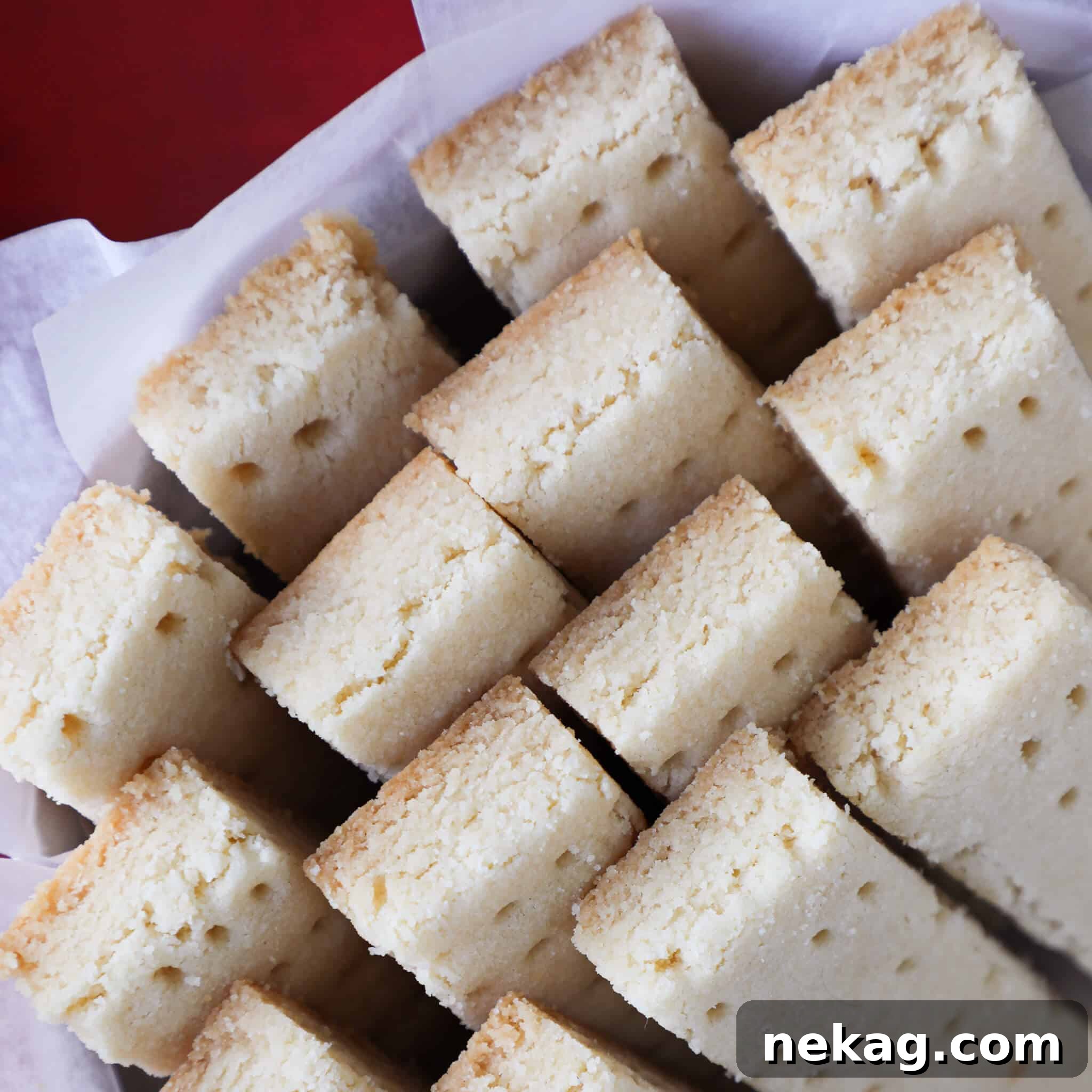 A group of scottish shortbread baked and placed in a basket.