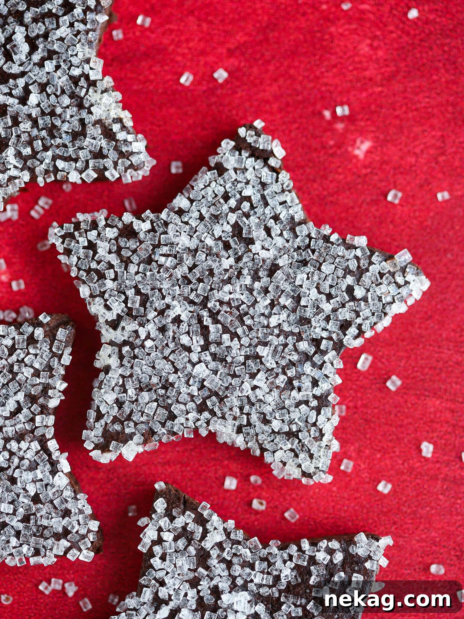 Orange-Kissed Chocolate Shortbread 4 A close-up of a sparkling Chocolate Orange Shortbread Star, highlighting its texture