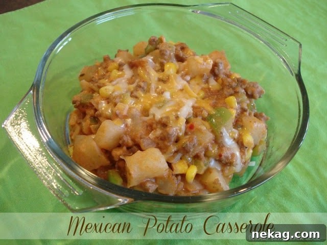 Delicious Mexican Potato Casserole ready to be served, showcasing vibrant ingredients.