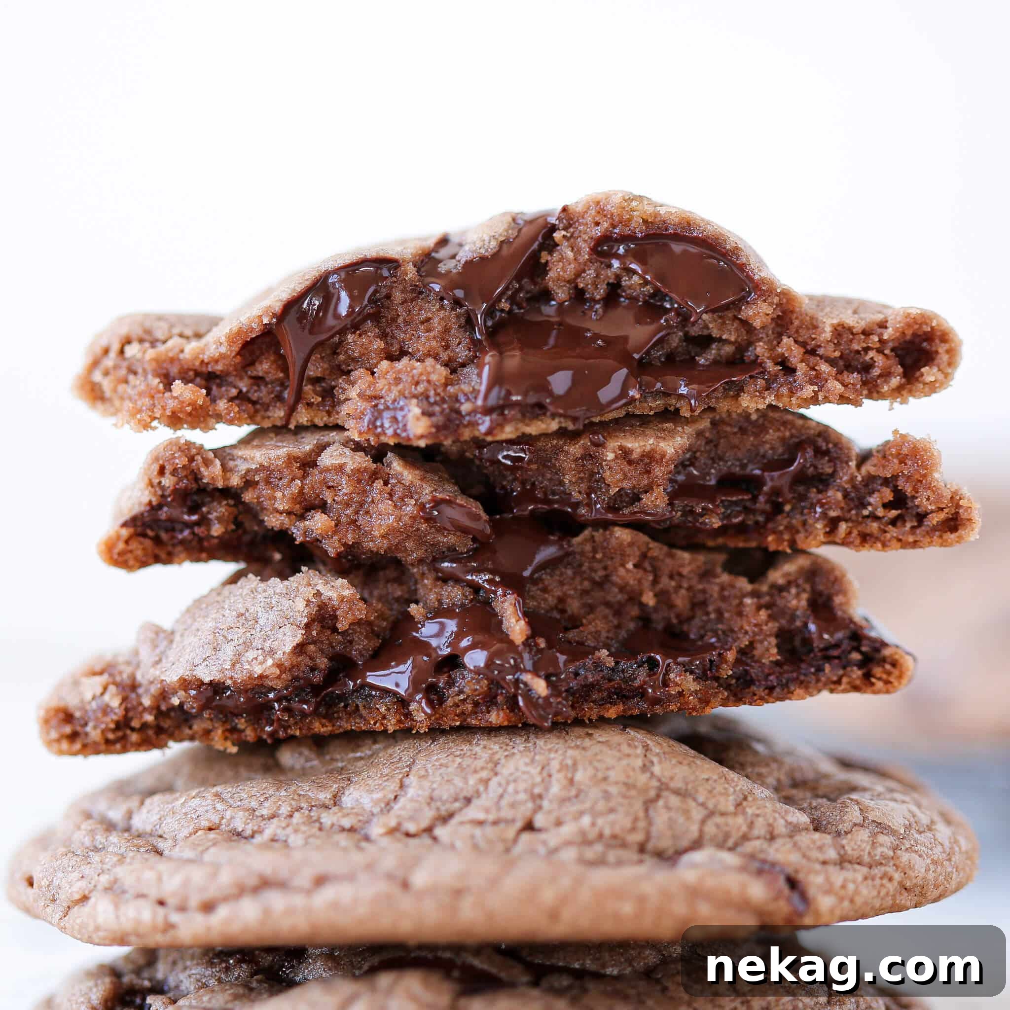 Nutella Chocolate Chip Cookie with a gooey chocolate chip interior, fresh from the oven.