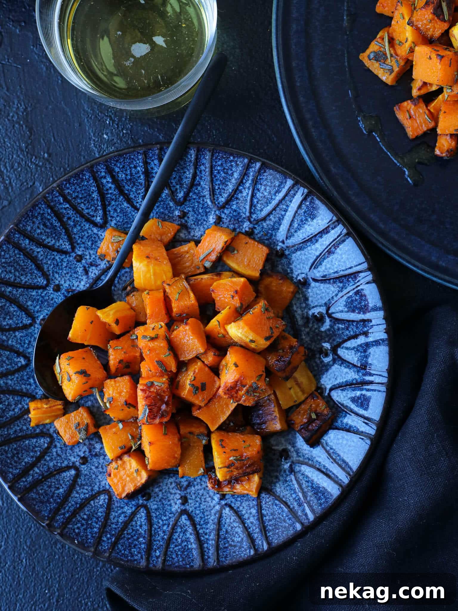 Plated Roasted Spiced Butternut Squash with Herbs
