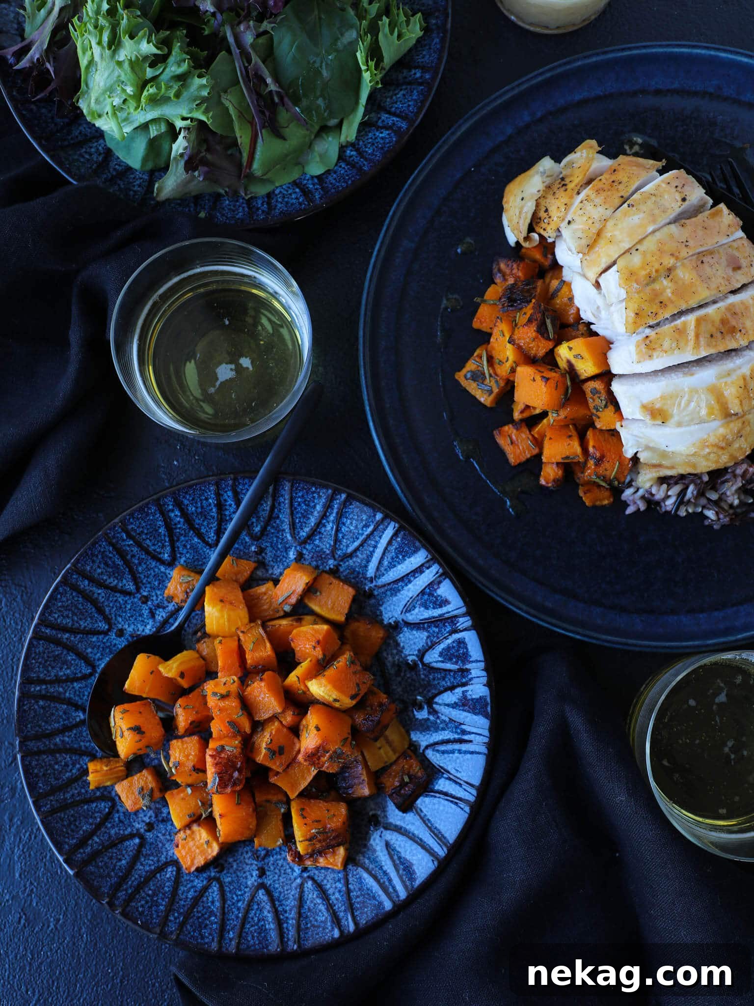 Roasted Spiced Butternut Squash Served with Chicken