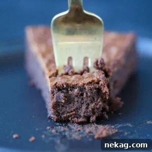 A close-up of a slice of Flourless Chocolate Decadence Cake on a fork.