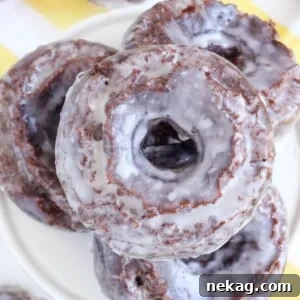 An overhead shot of a delightful Chocolate Cake Donut.