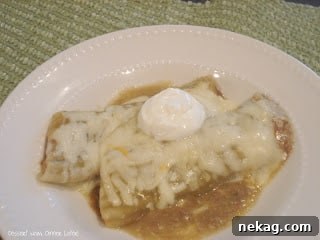 Close-up of Mexican Manicotti baking in a dish