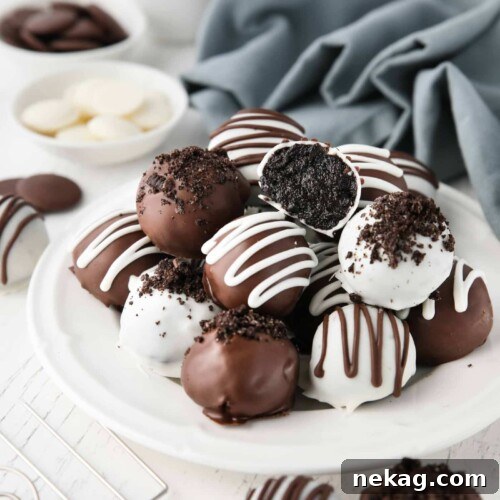 Oreo Truffles on a plate.