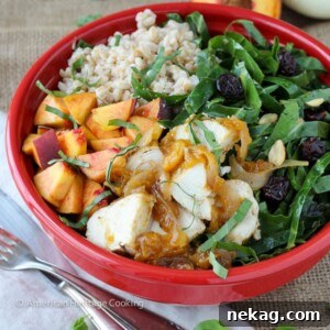 Collard Green Salad with Vidalia Onion Peach Glazed Chicken