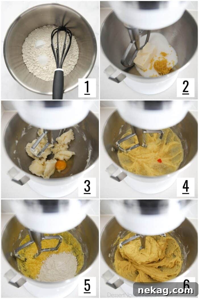 Steps to make lemon cookie dough.