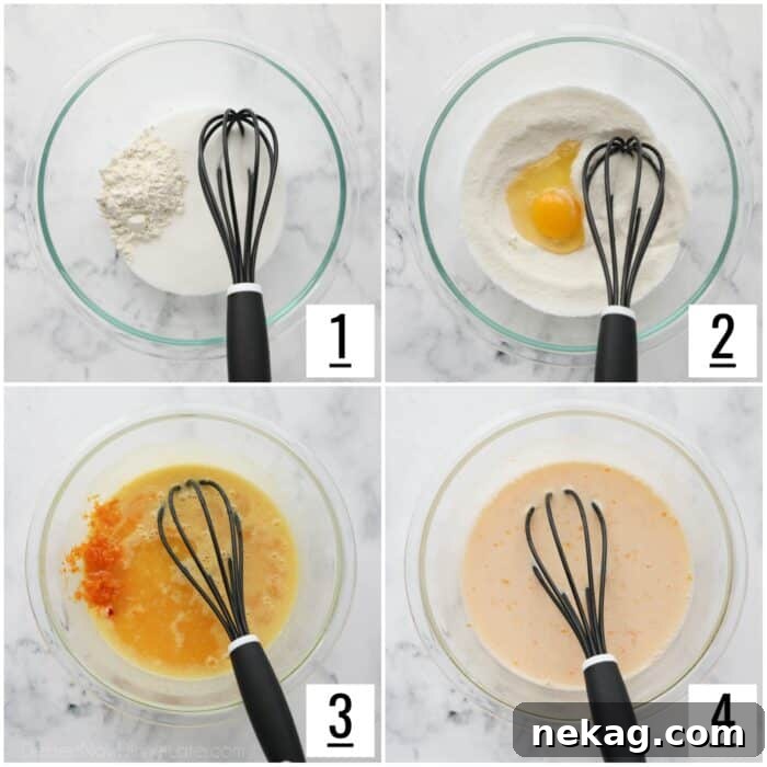 Golden Citrus Bars 6 Step-by-step imagery showing the creation of the smooth, citrusy orange custard filling, ready to be poured over the crust.