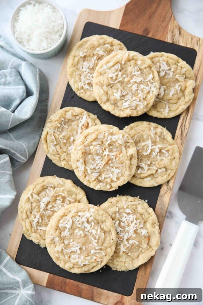 Irresistible Coconut Bites 3 Platter of soft and chewy coconut cookies.