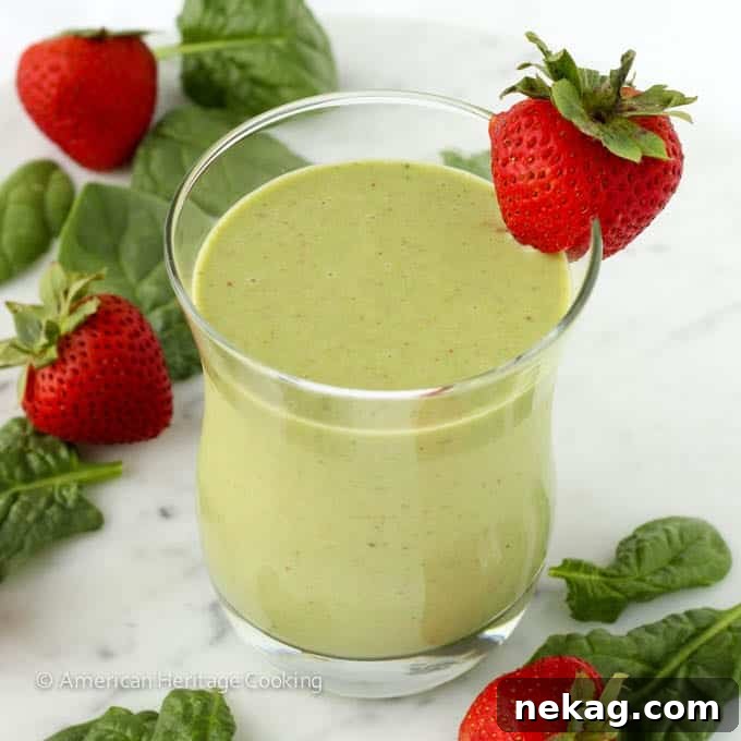 Strawberry Banana Green Power Smoothie 3 Strawberry Banana Spinach Smoothie with fresh ingredients ready for blending