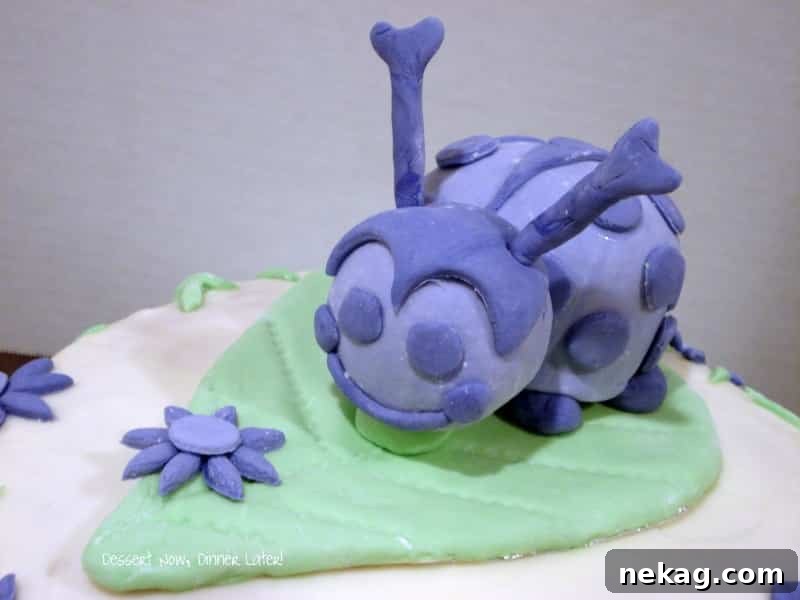 Junebug Birthday Bliss Marshmallow Fondant 6 Close-up of Homemade Marshmallow Fondant Ladybug Decoration