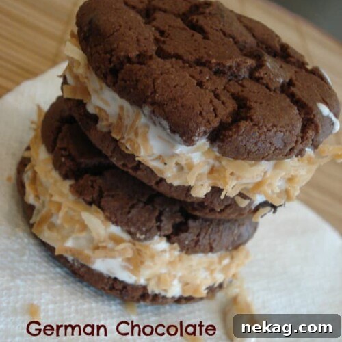 German Chocolate Cookie Ice Cream Sandwiches - featured recipe image