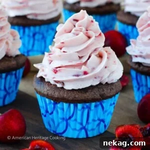 Double Chocolate Cupcakes Cherry Mascarpone Frosting