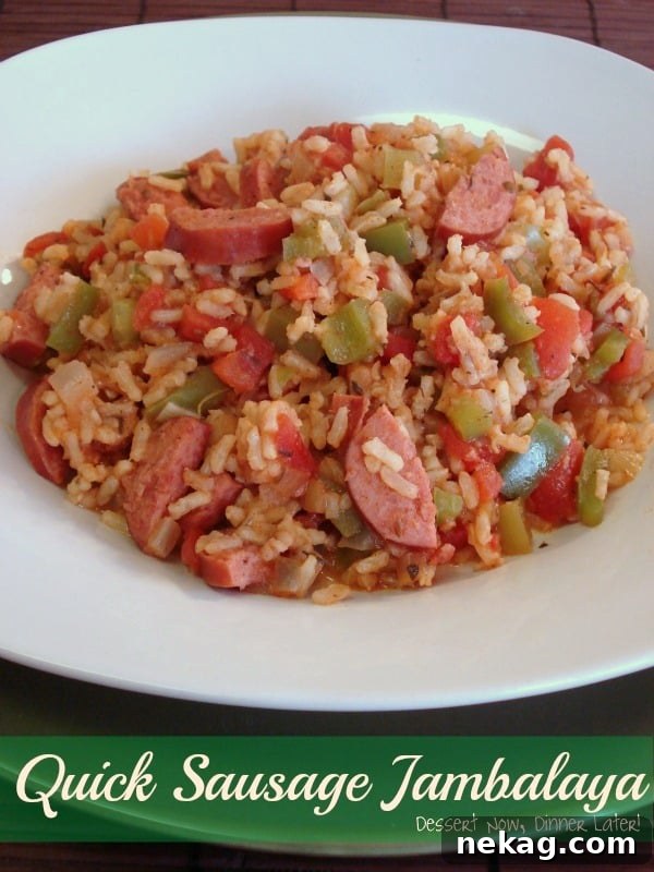 One-Pan Speedy Sausage Jambalaya 2 Delicious Quick Sausage Jambalaya simmering in a skillet