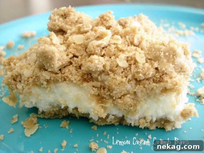 Delicious Lemon Cream Crumb Bars topped with a generous streusel layer