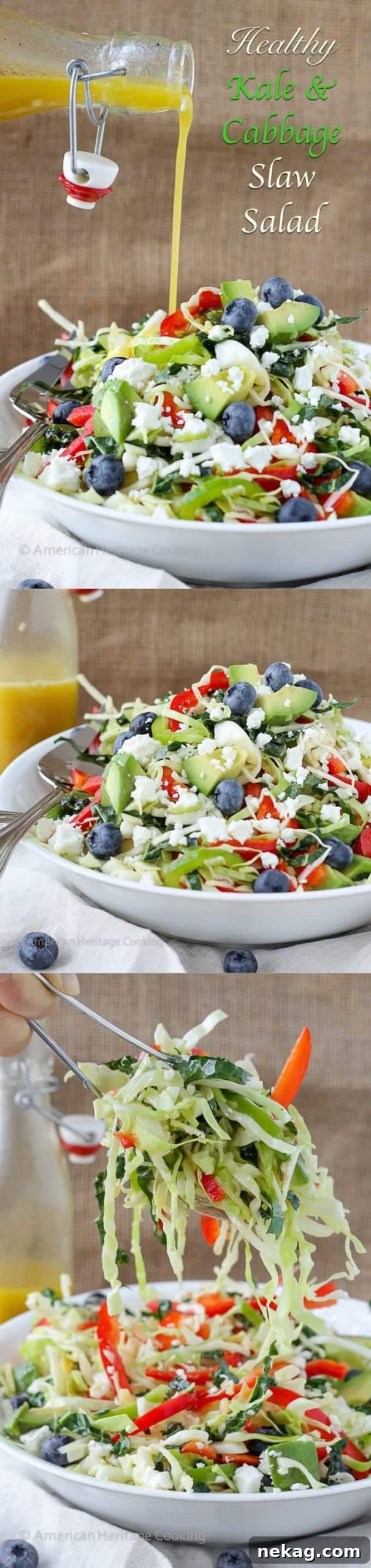 Healthy Kale and Cabbage Slaw Salad