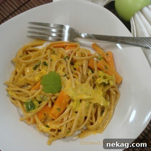 Delicious Coconut Red Curry Sauce with Linguini Noodles