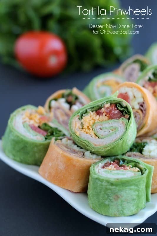 Swirled Tortilla Snacks 2 Vibrant Tortilla Pinwheels - Perfect Party Appetizer