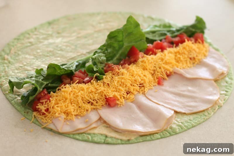 Swirled Tortilla Snacks 4 Tortilla Pinwheel Assembly