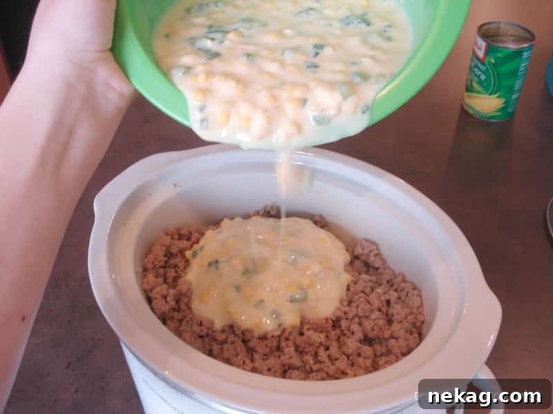 Creamy Tater Tot Casserole with ground meat and vegetables