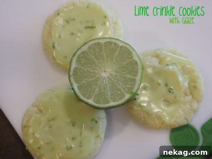 Tangy Lime Crinkle Clouds 11 Lime Crinkle Cookies with Glaze