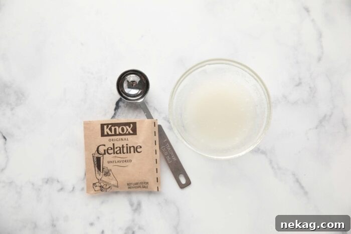 Gelatin powder in a bowl with water.