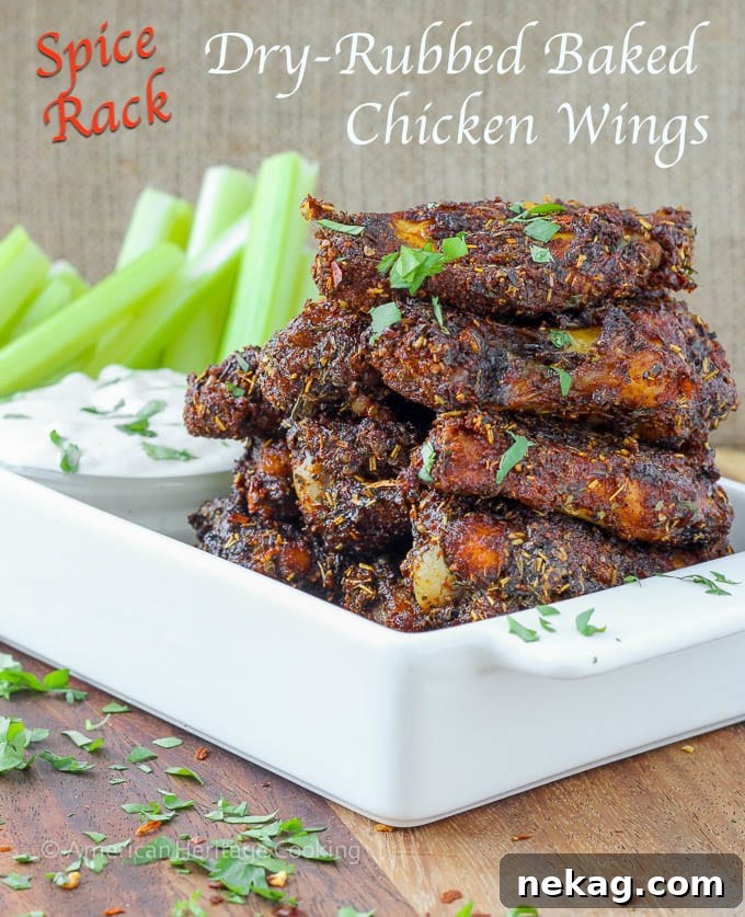 Signature Spiced Oven Baked Wings 8 Spice Rack Dry Rubbed Baked Chicken Wings - Another angle of cooked wings with cilantro garnish
