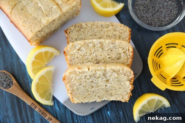 Zesty Lemon Poppy Seed Loaf 7 Velvety and smooth Lemon Poppy Seed Bread, irresistible with its lemon glaze.