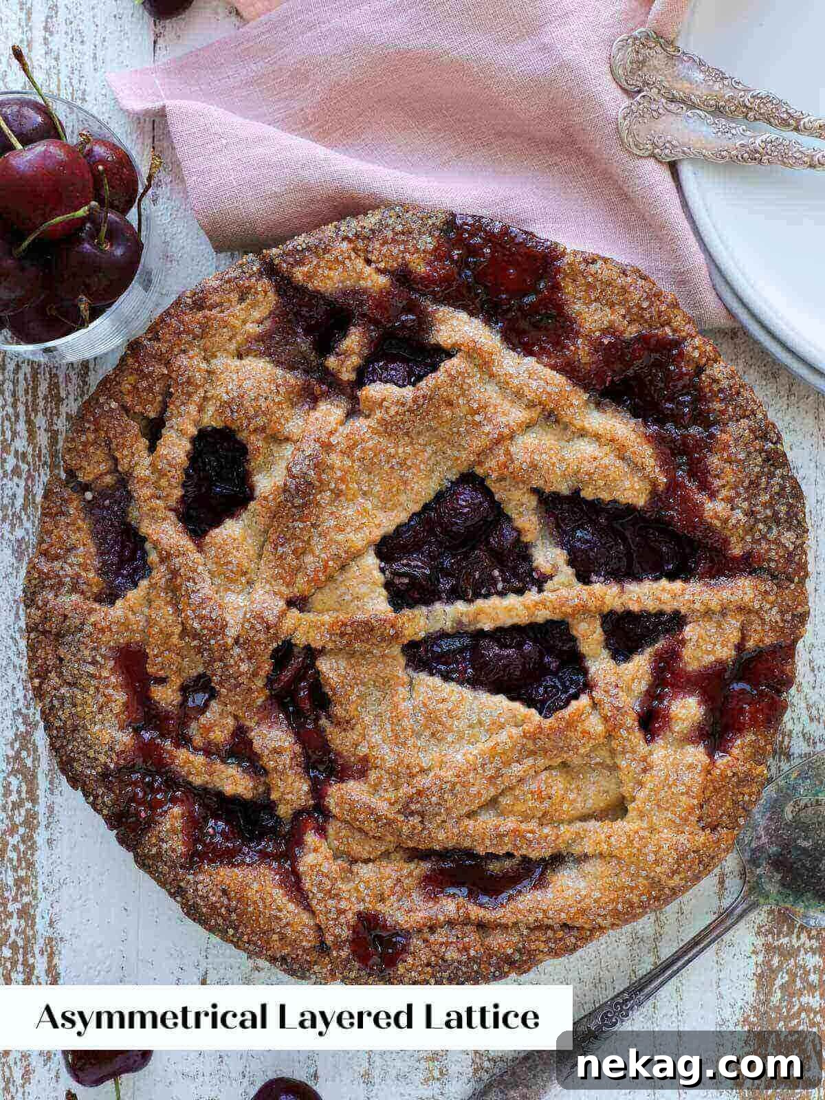 Weaving a Perfect Pie Crust Lattice 11 baked asymmetrical layered lattice pie crust.
