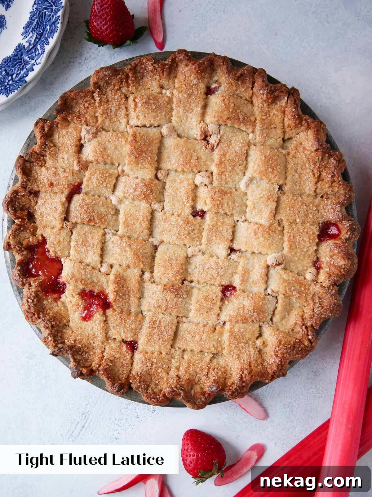 Weaving a Perfect Pie Crust Lattice 12 baked symmetrical fluted lattice pie crust.