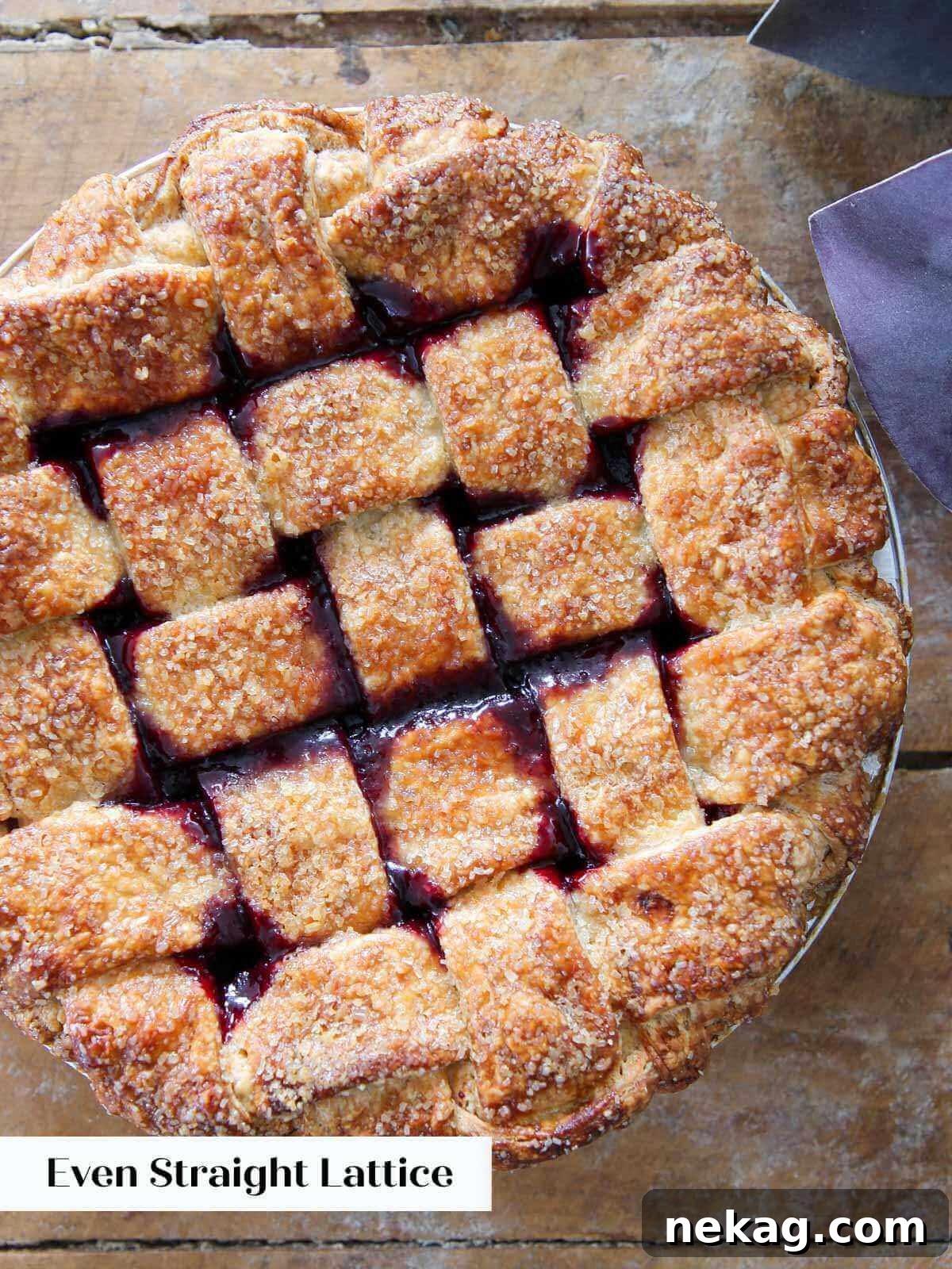 Weaving a Perfect Pie Crust Lattice 13 baked symmetrical straight edged pie crust.
