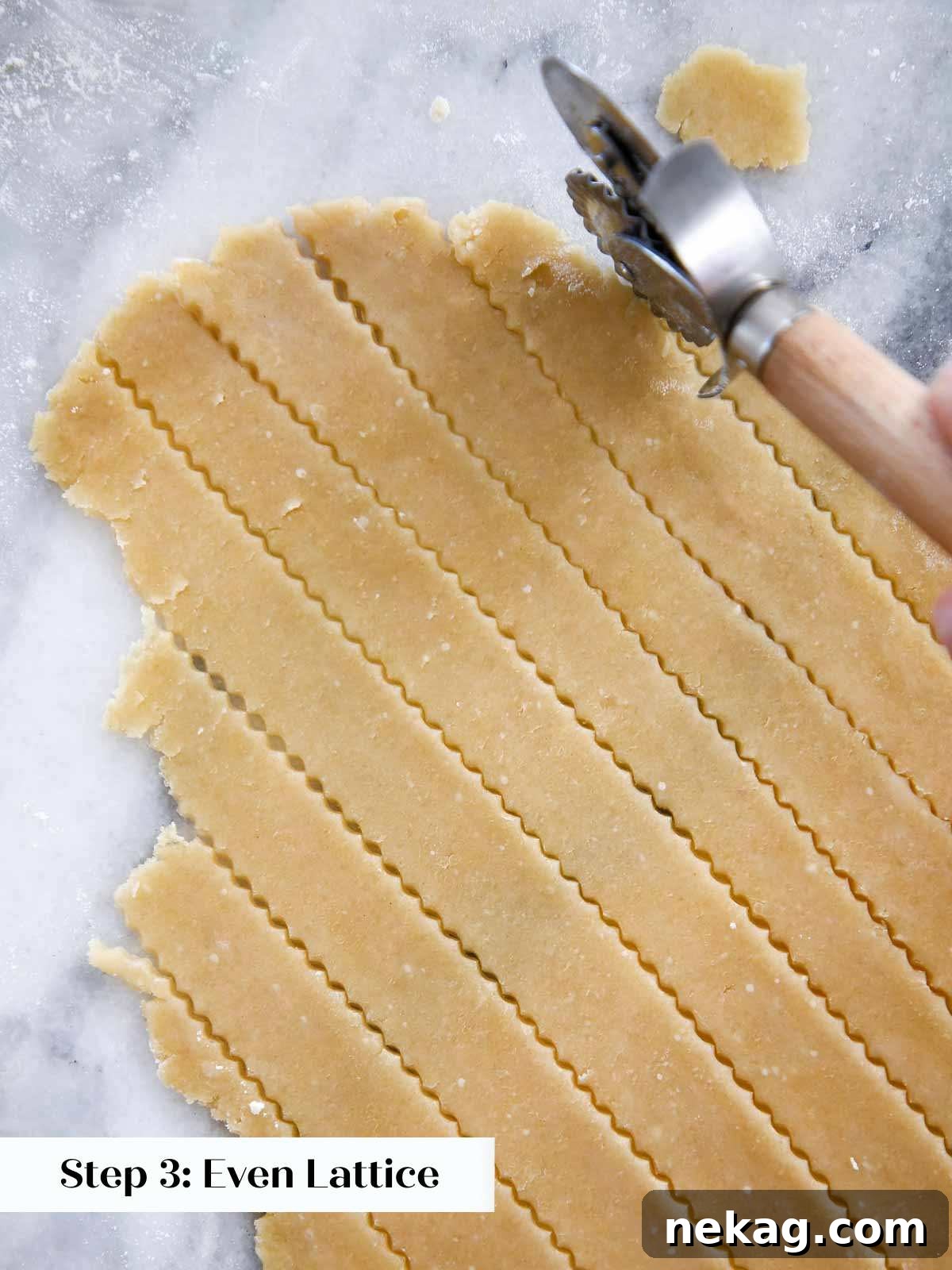 Weaving a Perfect Pie Crust Lattice 6 almond flour pie crust cutting fluted strips.