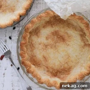 Mastering Blind Baking for a Perfect Pie Crust 14 Blind baked pie crust on a white background, highlighting its perfect texture and golden color.