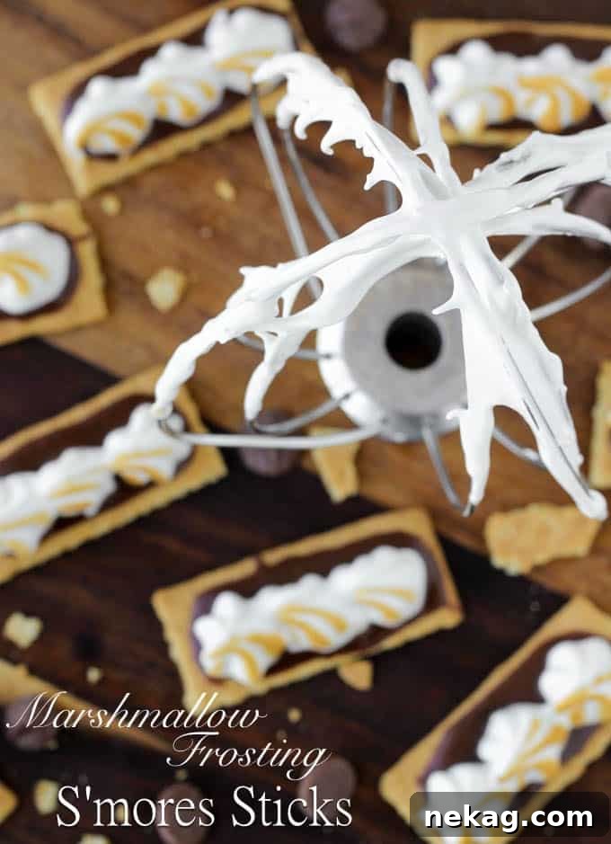 Heavenly Marshmallow Frosting 13 Homemade Marshmallow Frosting Smores Sticks | An easy, gelatin-free, recipe for marshmallow frosting and adorable, bite-sized S'mores snacks!