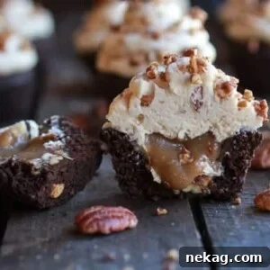 Chocolate Bourbon Pecan Pie Cupcakes with Butter Pecan Frosting