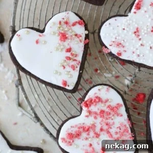 chocolate sugar cookie hearts.