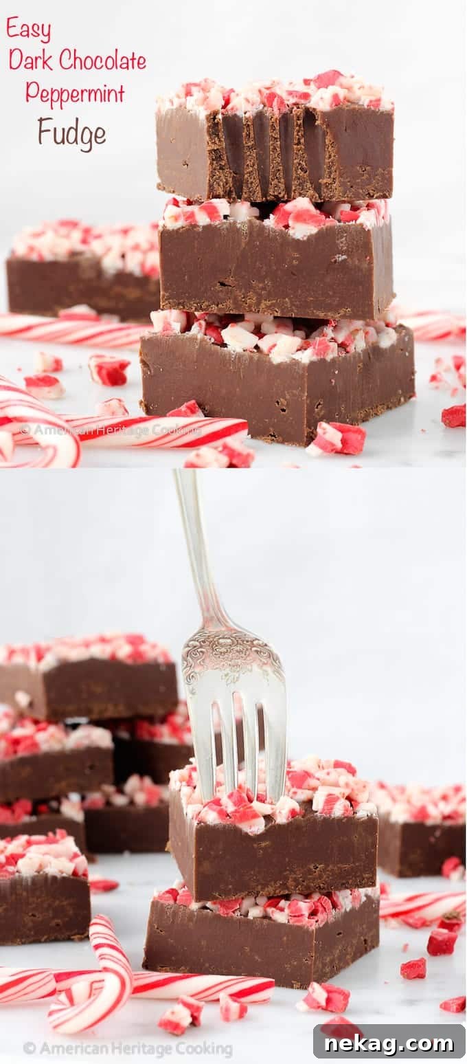 Effortless Rich Dark Chocolate Peppermint Fudge 7 An easy Dark Chocolate Peppermint Fudge recipe! Perfect for gifting or keeping! Rich, chocolatey and smooth!