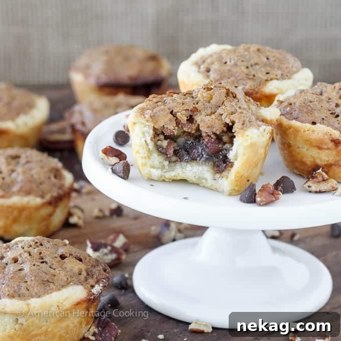 Decadent Chocolate Pecan Bites 4 A tray of freshly baked Chocolate Pecan Tassies, ready to be enjoyed.