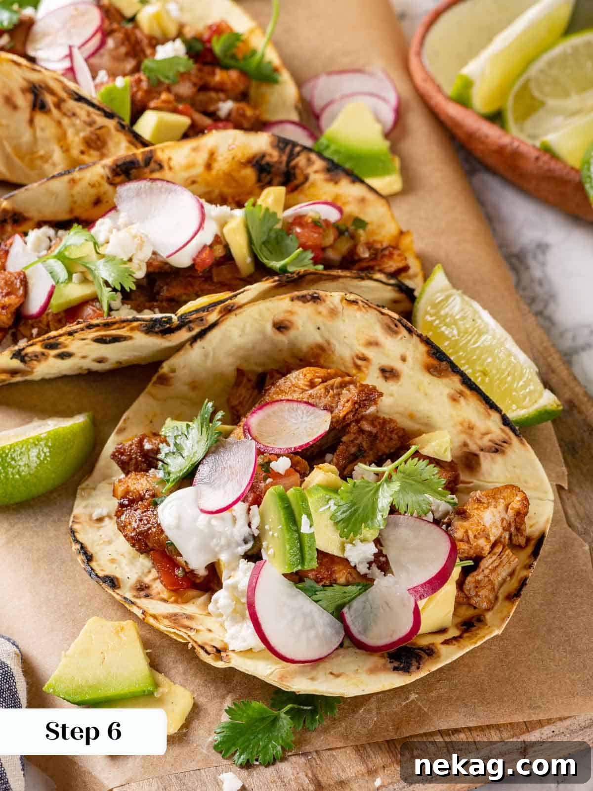 Zesty Chicken Taco Fiesta 12 An array of fresh taco toppings for a customizable taco bar.