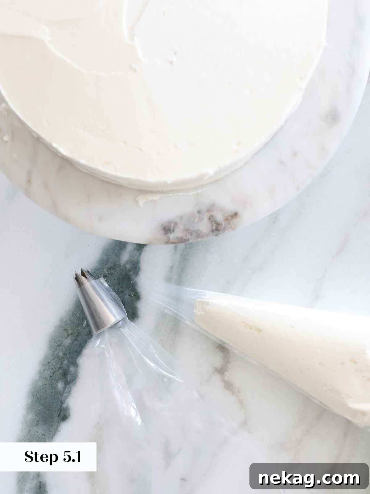 Perfectly Moist Vanilla Cake 26 piping bag with tip.